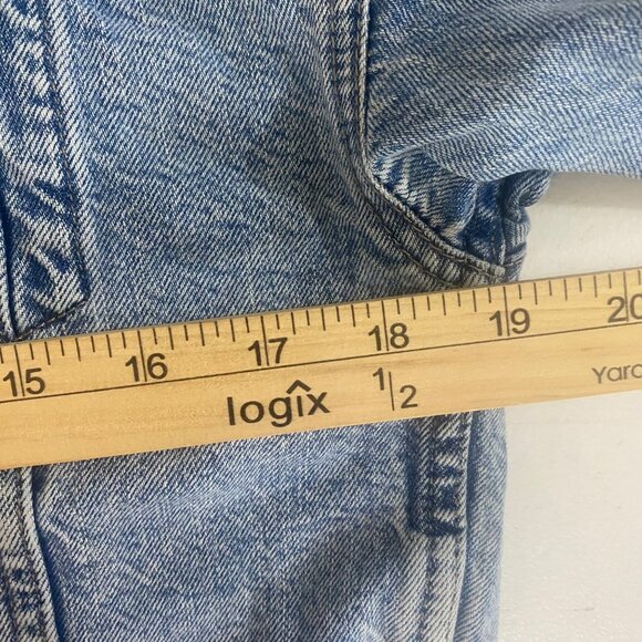 American Eagle Hoodie Crop Denim Jacket Womens XS Blue Distressed Layering - Picture 7 of 9